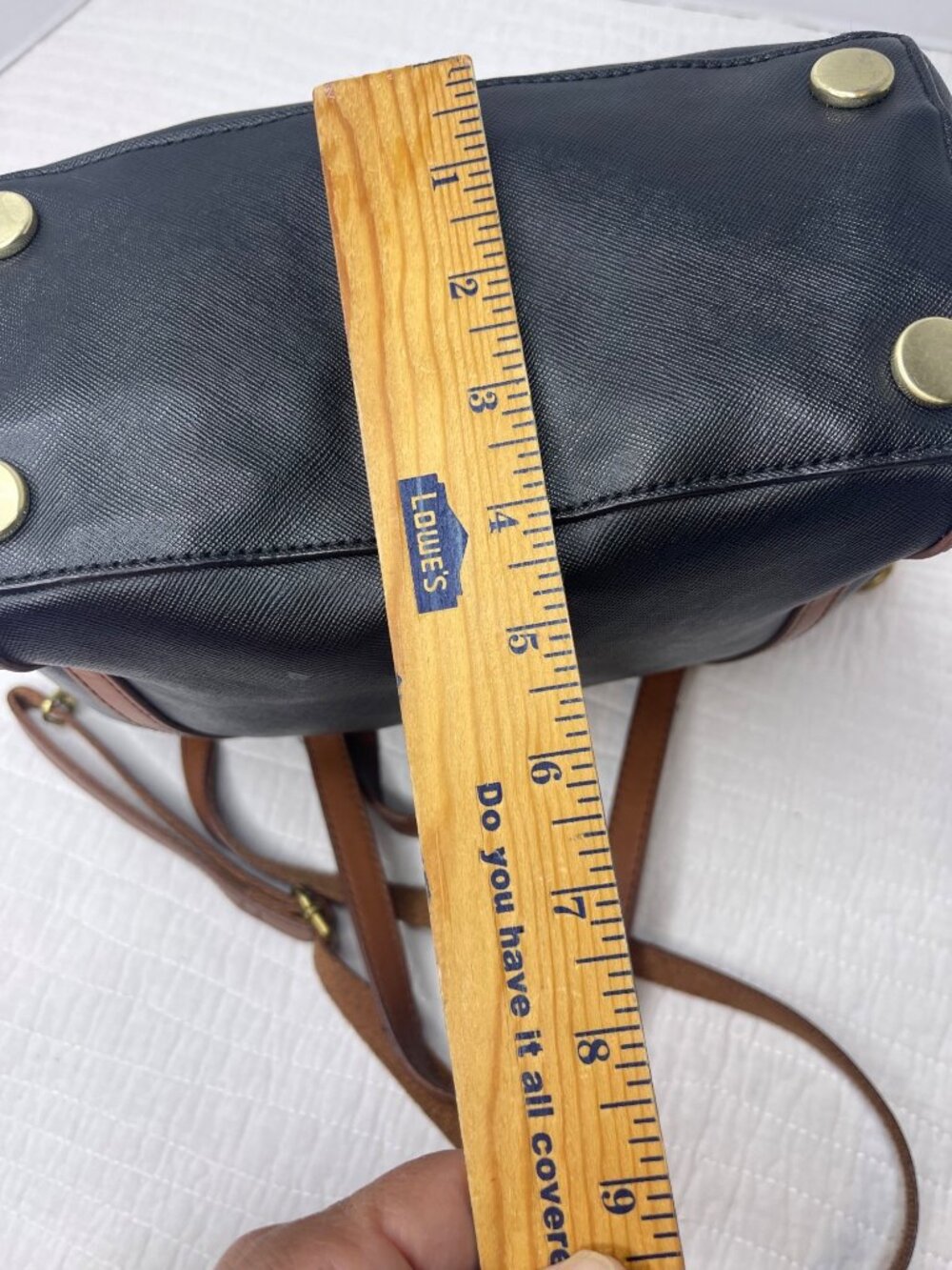 Fossil 1954 Black Brown Leather-Trimmed Classic Tote Bag Crossbody Strap - Picture 13 of 16